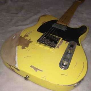 Nitrocellulose Paint Dyed Yellow Vestige Electric Guitar Manual Aging Hardware