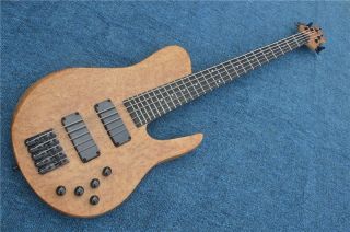 Custom Natural Wood Burl 3 Piece Neck 5 Strings Electric Bass Guitar Maple Neck Through Ash Body