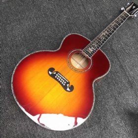 Custom 43 Inch Jumbo Guitar Solid Spruce Top J200 12 Strings Flamed Maple Back Side Acoustic Guitar