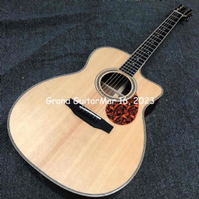 Custom Solid Spruce Top 40 inch OM Cutaway Body Herringbone Binding Acoustic Guitar