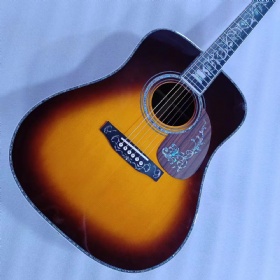 Custom Dreadnought D Body 41 Inch Abalone Binding Rosewood Fingerboard Acoustic Guitar in Sunburst Color Accept Headstock Logo Customization