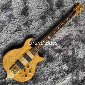 Custom alembicstyle guitar bass Burst Maple Top 4 Strings Bass Guitar Neck Through Body