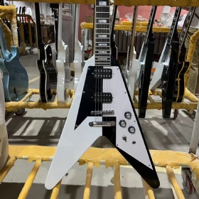 Custom Grand Fly-V Electric Guitar Solid Body Rosewood Fingerboard Black and White Stripes Color
