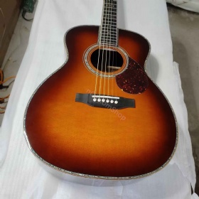 Custom Grand Handmade OM Body 45AA Acoustic Guitar in Dark brown burst color AAAAA All Solid Rosewood 42 Folk Classic Acoustic Guitar