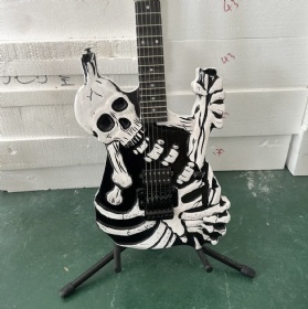 Hand Made Skull Bones Body Electric Guitar Black Hardware