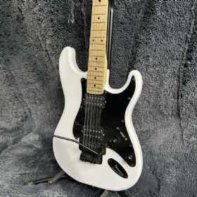 Custom Fender Style Strat ST Electric Guitar, Floyd Rose Tremolo Bridge, White Color, Mahogany Body, Maple Fingerboard