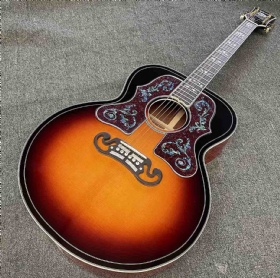 Custom sj200 jumbo double pickguard cocobolo back side acoustic guitar in sunburst color GB J200 style