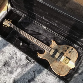 Custom 42 inch active pickup neck through body veneer maple top 4 strings Alembic style electric bass