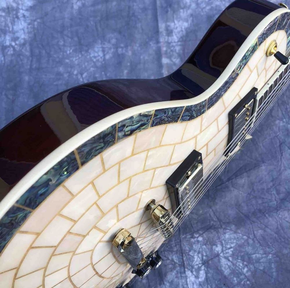 Abalone Veneer top Electric Guitar Flower Inlays Gold Hardware