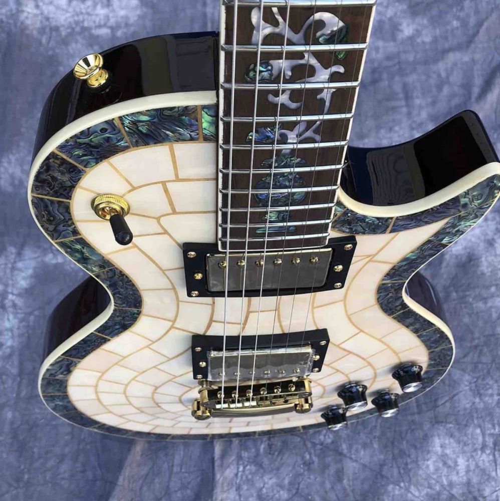 Abalone Veneer top Electric Guitar Flower Inlays Gold Hardware