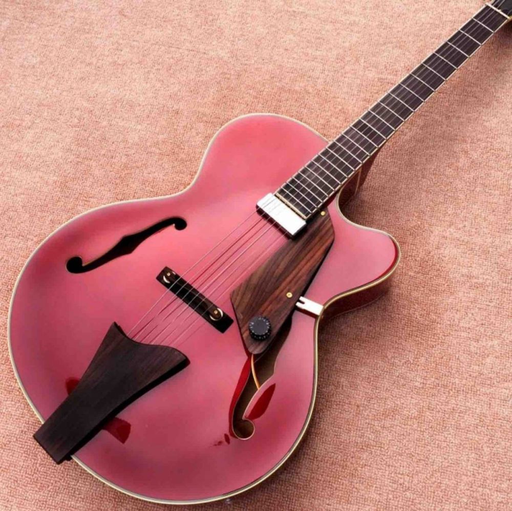 Custom L5 Jazz Archtop Semi Hollow Electric Guitar in Burgundy