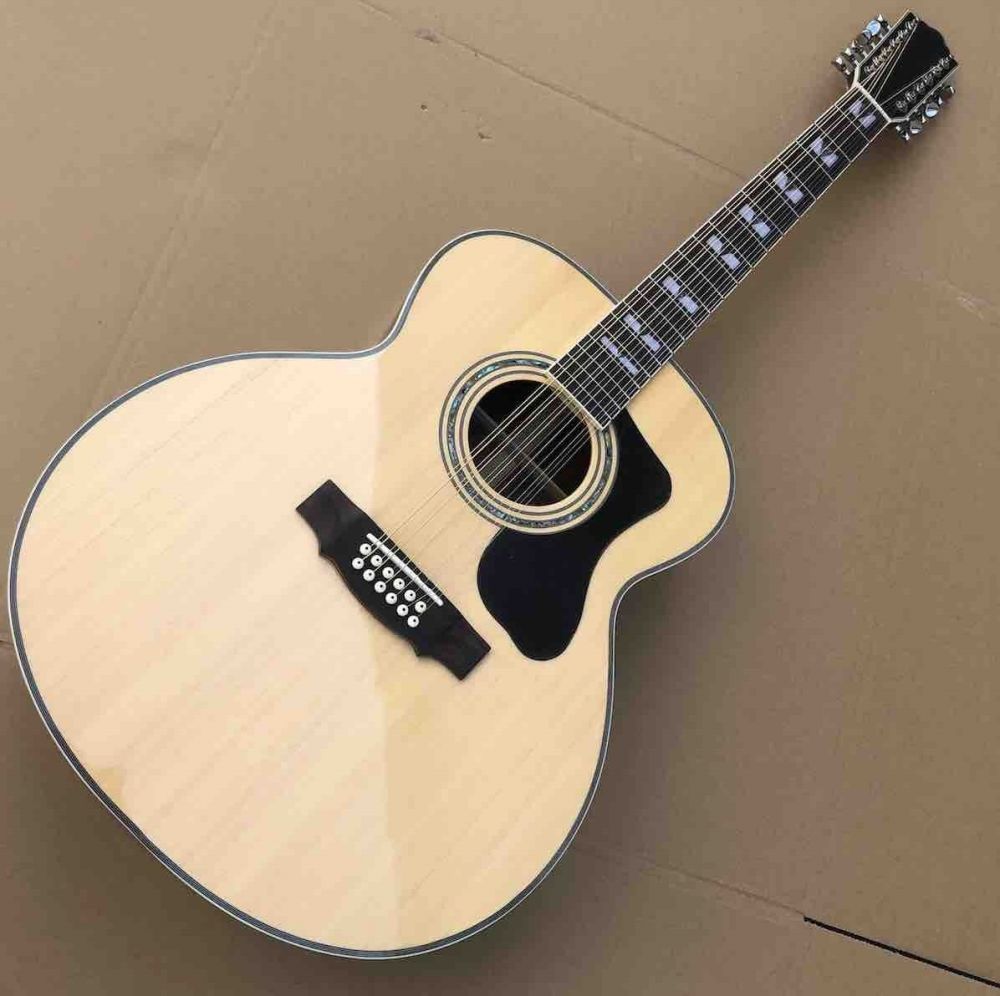 43 Inch 12 Strings Jumbo Solid Cedar Top GF512 Guilds Acoustic Electric Guitar with Ebony Fingerboard