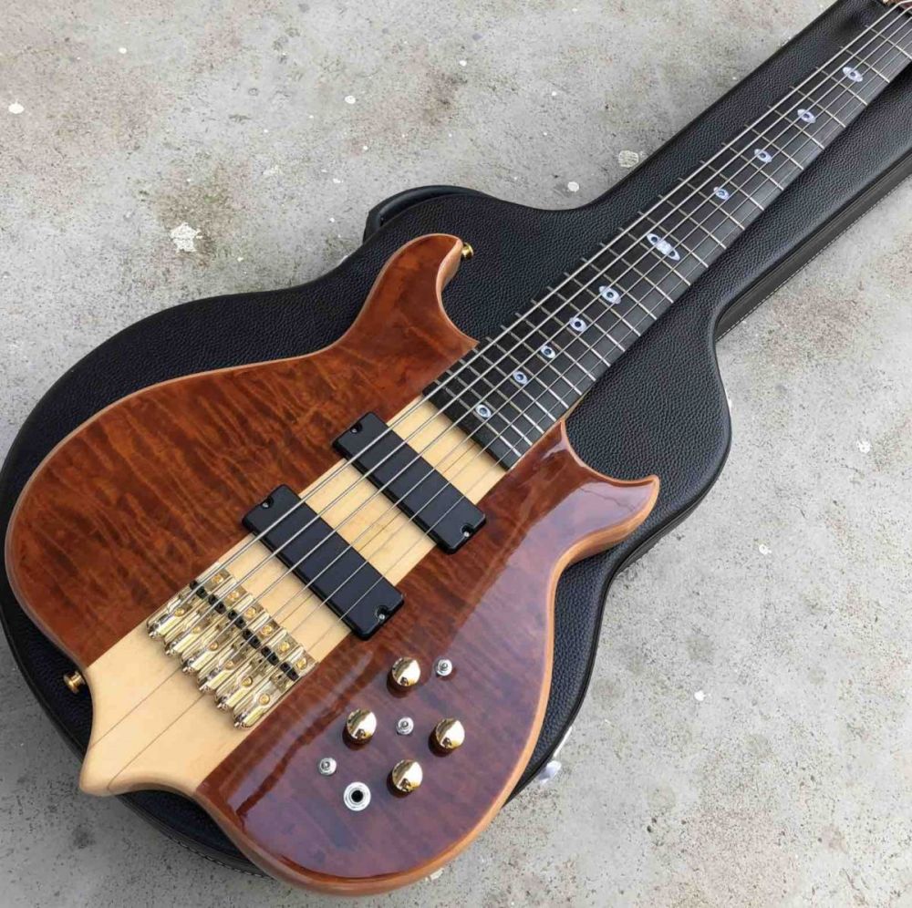 Custom Burst Maple Active Pickup 6 Strings Ebony Fingerboard Neck Through Body Electric Bass Guitar