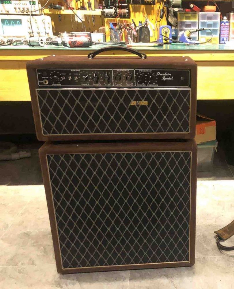 Custom Grand Over-drive Special ODS 30W Guitar Amplifier Head with Brown Tolex and VOXX Style Grill Cloth JJ Tubes