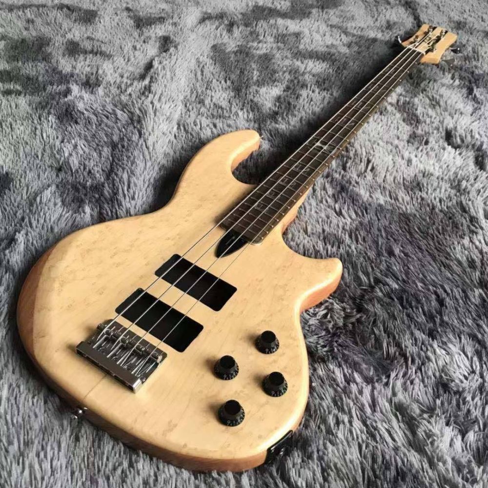 Custom Grand WA Style 4 Strings Electric Guitar Bass in Natural Color