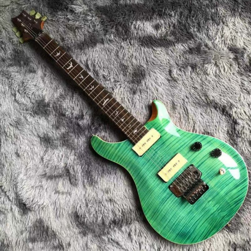 Custom Flamed Maple Top P90 Pickup Abalone Inlays Rosewood Fingerboard Solid Mahogany Electric Guitar