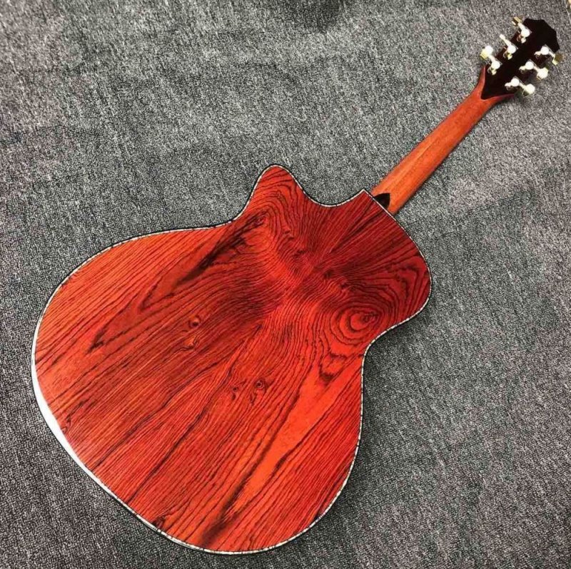 Custom Aaaa All Solid Koa Wood Solid Cocobolo Back Side Acoustic Guitar With Armrest