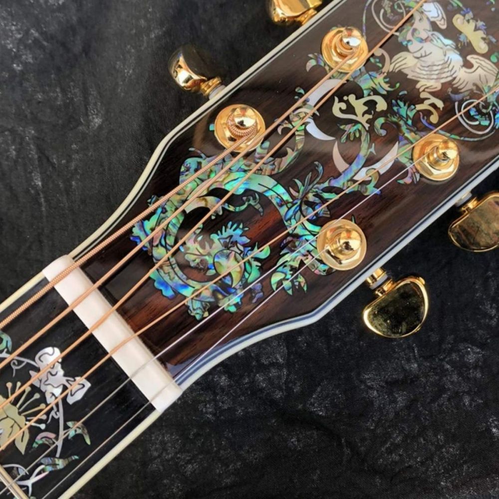 Custom AAAAA All Solid Wood Deluxe Abalone Inlay D100 Style Acoustic Guitar