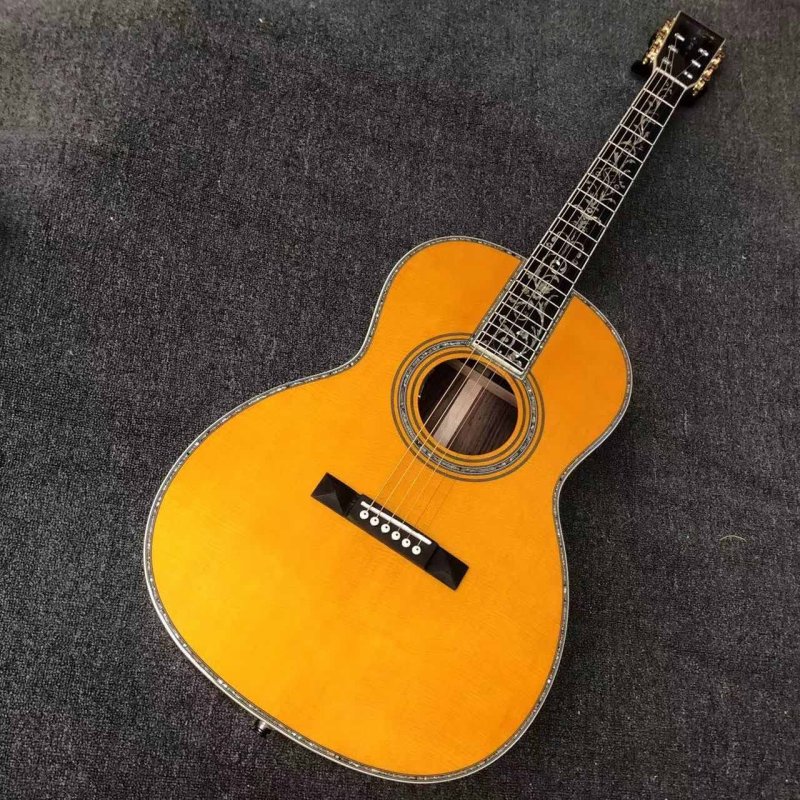 Custom AAAAA All Solid Rosewood Back Side Abalone Binding OO 39 Inch Acoustic Electric Guitar with 550a Soundhole Pickup Accept OEM Order