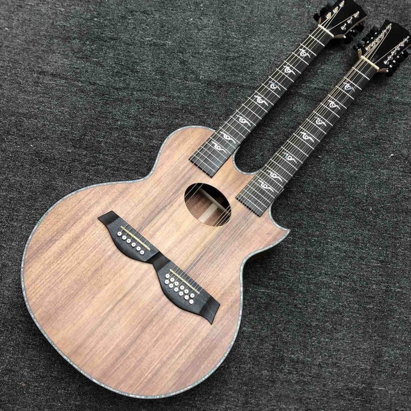 Custom Double KOA Wood 6+12 Strings PS Acoustic Guitar in Matte Finishing