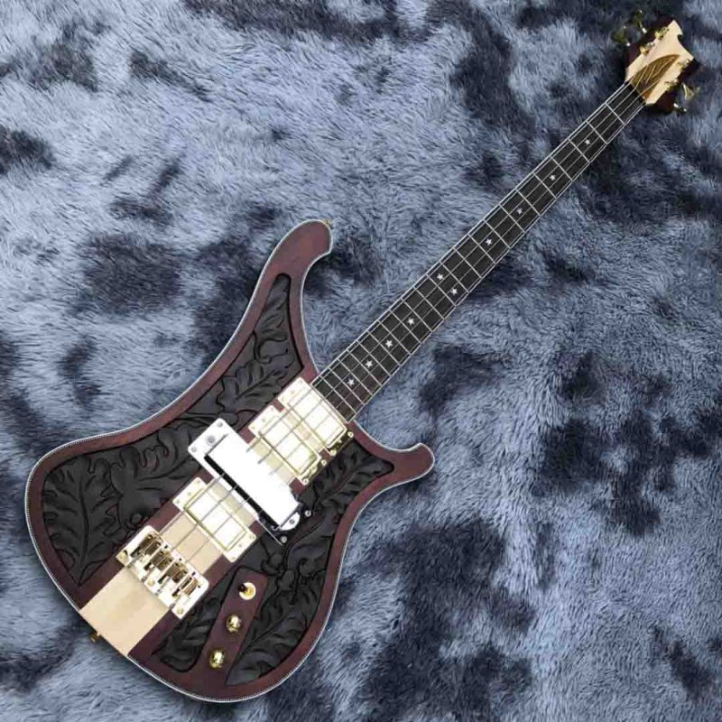 Custom Rick Style 4 Strings Bass Guitar Mahogany Body Lemmy Kilmister Ricken 4003 Matte Carved Electric Bass