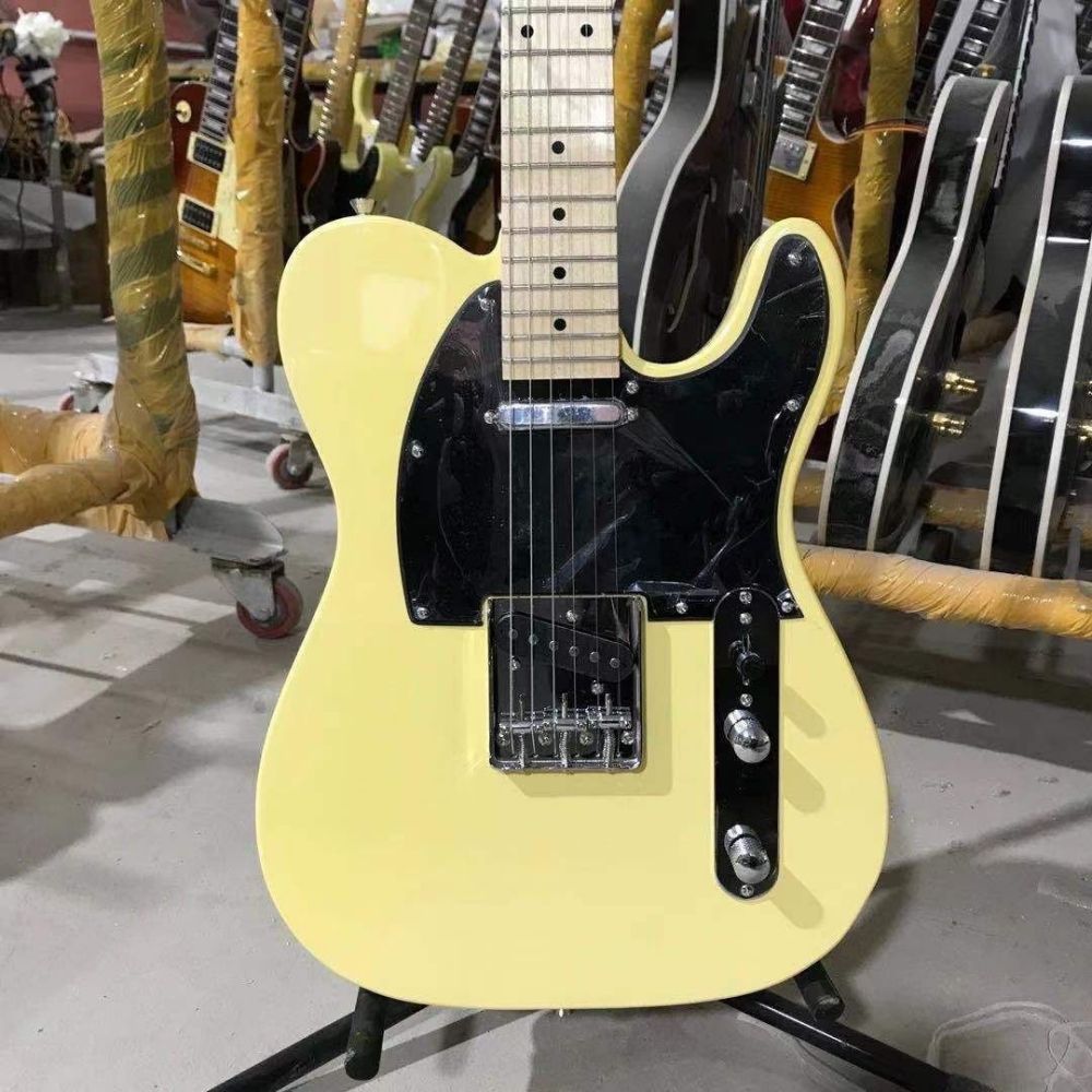 Custom St Electric Guitar in Sky Blue Color Maple Fingerboard White Pickguard Chrome Hardware