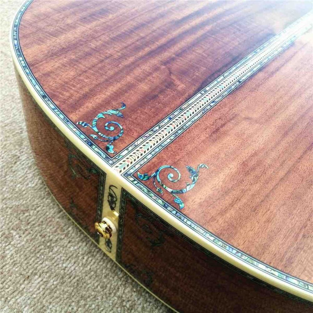 Cutaway All Koa Wood Top D Type 45K Acoustic Guitar with Abalone Inlays