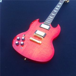Tiger Flame Pattern SG Guitar in Red