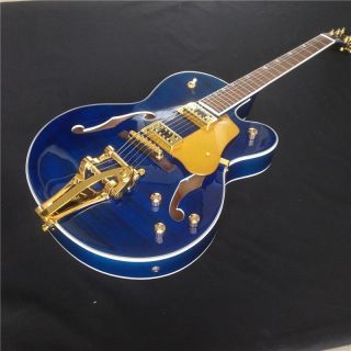 Hollow Body Electric Guitar in Transparent Blue