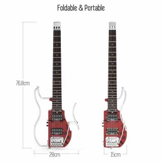 Headless Electric Guitar Double Humbucker Built-in Guitar Effect Ebony Fingerboard with Batteries Gig Bag