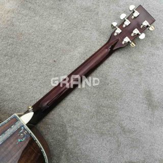 Solid KOA Wood 45 D 41 Real Abalone Acoustic Electric Guitar with Ebony Fingerboard