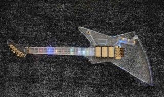 Project German Material Acrylic Body and Neck Explorer Electric Guitar With Led Lights