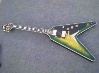 Custom Firehawk 1958 Korina Flying V Classic Green Guitar