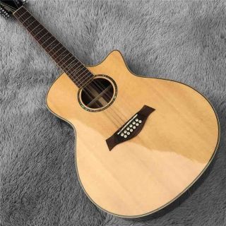 41 Inches Solid Spruce Top 12 Strings Cutaway 814 Acoustic Guitar with Preamp EQ