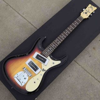 1966 Ventures Mosrite Zero Fret JRM Johnny Ramone Sunburst Electric Guitar Tremolo Tailpiece Dual Black P-90 Pickups