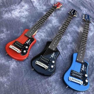 Custom Three Color Hofner Shorty Mini Travel Guitar Protable Beginner Electric Guitar Kits
