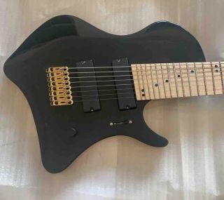 Multi Scaled 8 Strings Black Iba Model Golden Hardware Fanned Frets Electric Guitar