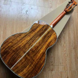 Custom 00045 All Solid KOA Wood Full Abalone Binding Ebony Fingerboard Mahogany Neck Acoustic Guitar