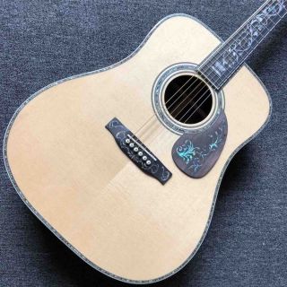 Custom Deluxe Real Abalone Binding Ebony Fingerboard Rosewood Back Side Solid Koa Wood Acoustic Guitar