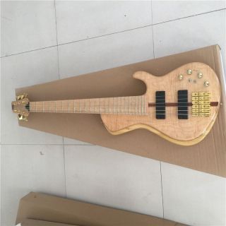 Neck Through Body Custom Shop Maple Top Ash Wood 6 Strings Bass Electric Bass Guitar  Free Shipping