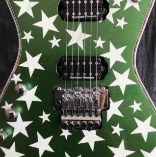 Custom Irregular Shape Electric Guitar with Pentagram Shell Mosaic Fingerboard in Green Color