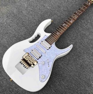 Custom Grand Tree Life Inlays 21 to 24 Frets Scalloped Electric Guitar with Gold Hardware in White