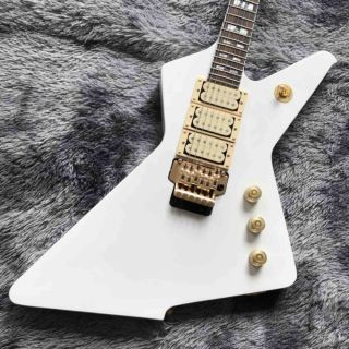 Custom Electric Guitar with Tremolo System Gold Hardware in White Color