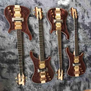 Custom Grand Bass 4 Strings Neck Through Body Electric Bass Carve Top Musical Instruments Factory