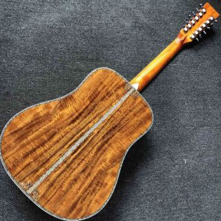 Custom 12 Strings 41 Inch Dreadnought Solid KOA Wood Top with Abalone Inlay Acoustic Guitar