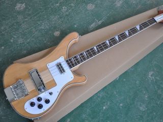 Custom Neck Through Body 4 Strings Electric Bass Guitar with White Pickguard Chrome Hardware