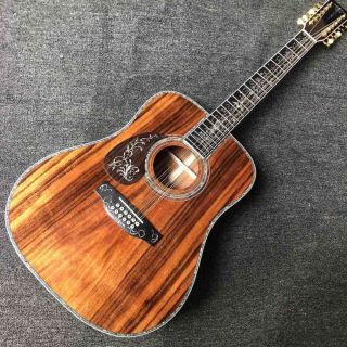 Custom Grand Solid KOA Wood Top 41 Inch KOA Back Side Left-handed Acoustic Guitar