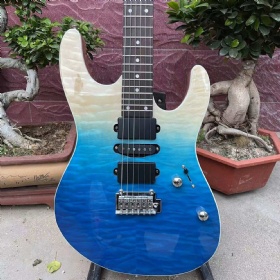 Custom Color Faded Su Hr Style Electric Guitar in Blue Flamed Maple