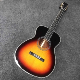 Custom Grand 40 Inch OM Body Solid Cocobolo Back Side Acoustic Guitar in Sunburst Color 45mm Nut Width