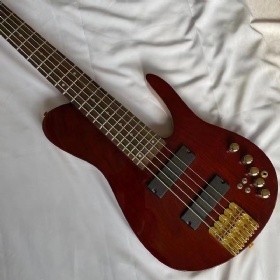 Custom 5 Strings Neck Through Body Electric Bass Guitar